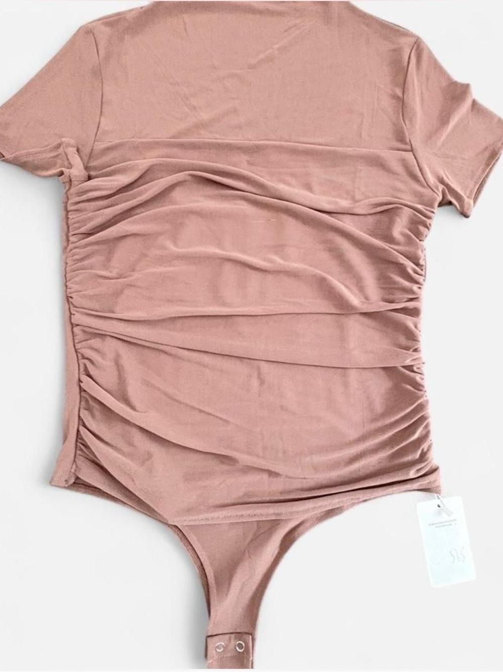 ReoRia Brown Ruched Short Sleeve Bodysuit